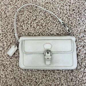Y2K Coach Light White Leather Wristlet